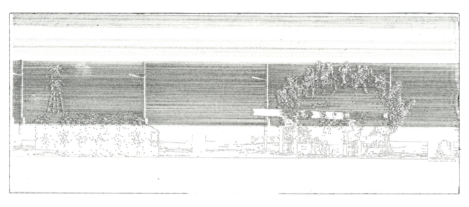 plotter drawing of lined town